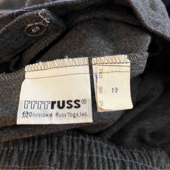 Vintage 80s Rrrrruss Russ Togs Midi A-Line Workwear Wool Skirt Charcoal 12 - Picture 3 of 7